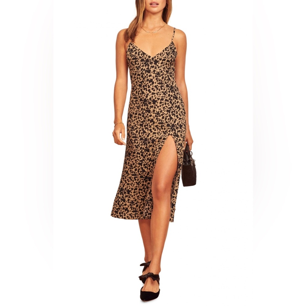 Reformation Crimini Slip Dress in Animal Print